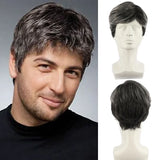 Lianfudai Synthetic Men Short Straight Wig Black for Male Hair Fleeciness Realistic Natural Headgear Hair Heat Resistant for Daily Party