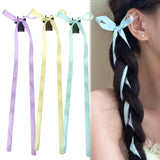 Lianfudai 7 Style Colors Long Ribbon Bow Hair Clip Girls Cute Ballet Women's Hairside Bowknot Hair Claw Lolita Headwear Sweet Bobby Pin