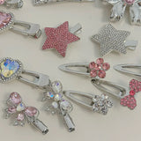 Lianfudai  Jewelry Y2K Pink Rhinestone Butterfly Bow Star Heart Hairpins Barrettes Women Korean Fashion Kpop Hair Clip Accessories