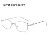 Lianfudai New Fashion Eyeglasses Frames For Women Men Silver Rectangle Glasses Anti Blue Light Small Square Sunglasses With Metal Frame