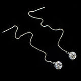 Lianfudai Minimalist Silver Color Chain Long Tassel Drop Earring For Women Cubic Zirconia Crystal Ear Personality Ear Line Jewelry