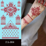 Lianfudai Maroon Henna Stickers for Hands Waterproof Temporary Henna Tattoos for Women Fake Tattoo Brown Henna Decorations Wedding