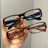 Lianfudai 2024 Kroean Harajuku Square Glasses Frame Women Fashion Plain Anti-blue Glasses Cosplay Decorative Eyeglasses Y2k Retro Eyewear