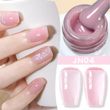 Lianfudai  Jelly Nude Gel Nail Polish 10ml Light Pink Peach Translucent Color UV Light Cure Gel Varnish Nail Art DIY at Home