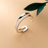 Lianfudai Original 925 Sterling Silver Double LInes CZ Rings For Women Counple Wedding Engagement Silver Women's Vintage Ring Fine Jewelry