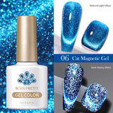 Lianfudai  Mint Green Color Cat Magnetic Gel Nail Polish Sparkle Glitter Gel Varnis Semi Permanent 10ml for Summer Manicure DIY