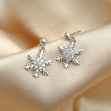 Lianfudai New Red Bow Knot Snowflakes Drop Earring for Women Christmas Santa Claus Snowman Earrings Girls Xmas Jewelry Gifts