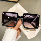 Lianfudai Oversize Square Men Women Sunglasses Fashion Vintage Mirror Shades Eyewear Luxury Brand Designer UV400 Goggle Sun Glasses