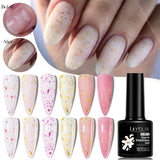 Lianfudai 7ML Quick Extension Gel Nail Polish Gold Foils Glitter Polish Vernis Semi Permanent UV Gel Nail Art Soak Off Hard Gel