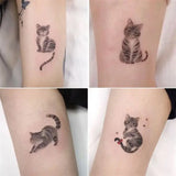 Lianfudai Cute Cat Tattoo Stickers  Black Cat Personality Waterproof Durable Temporary Tattoo Art Men and Women Cartoon Fake Tattoo Set