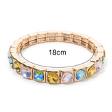 Lianfudai 2024 Merry Christmas Zircon Bangle For Women 8X8MM Inlaid Diamond Hand Boho Elastic Bracelets Beaded Gold Tennis Bracelets