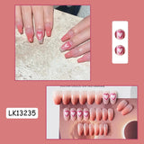 Lianfudai 24P Cute Childlike Rainbow Nail Art Full Cover Artificial Fake Nails Wearing Reusable False Nails Ballerina Press on Nail Art