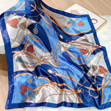 Lianfudai  Design brand foulard Neckerchief Shawl Wraps Print Silk Satin Scarf square Women Muslim Hijab Elegant Headband Bandana