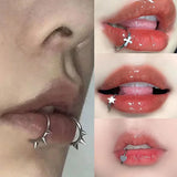 Lianfudai Stainless Steel Lip Ring Hinged Star Bites Piercing Nose Rings Earrings Spicy Girl Heart Vertical Labret Piercing Body Jewelry