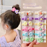 Lianfudai 6pcs High-value Korean Cute Hair Rope Bowknot Elastic Hair Ring Princess No Harm Hair Band Kid Hair Accessory