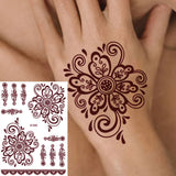 Lianfudai Brown Henna Stickers for Hand Flower Temporary Henna Tattoos for Women Fake Tatoo Waterproof Mehndi Designs Wedding Tattoo Hena