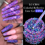 Lianfudai 5ML Colorful Reflective Glitter Liner Gel Polish Sparkling Painting Nail Polish Semi Permanent UV Gel Lines French Nail