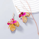 Lianfudai 2024 New ZAA Personality Metal Flower Earrings for Women Fashion Holiday Party Jewelry Gifts Wholesale