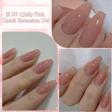 Lianfudai 7ML Jelly Pink Peach Quick Extension Gel Nail Polish Nude Transparent Color Finger Prolong Rubber Base Construction Gel