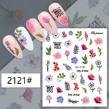 Lianfudai Simple Flowers 3D Nail Stickers Spring Summer Blossom Floral Tulip Fruit Nail Art Decals Adhesive Sliders Manicure Decorations