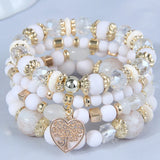 Lianfudai Bohemian White Crystal Beads Strand Bracelets For Women Girls Ethnic Tree Of Life Charm Wrap Bracelet Pulseira Feminina