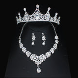 Lianfudai Luxury Crystal Wedding Bridal Jewelry Sets For Women Girl Tiara/Crown Earrings Necklace Pageant Prom Jewelry Accessories