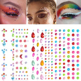 Lianfudai 3D Face Eyes Party Makeup Tattoo Sticker Acrylic Diamond Rhinestones Sticker Self-adhesive Mixed Crystal Face Decoration Sticker