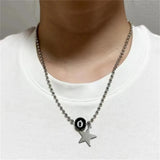 Lianfudai Kpop Goth Silver Color Star Pendant Chain Necklace For Women Men Egirl Y2K Cool EMO Punk Aesthetic Grunge Jewelry Gifts