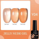 Lianfudai 7ml Translucent Jelly Amber Gel Nail Polish Brown Coloured Varnish Gel Long Lasting Semi Permanent UV Nail Art Manicure