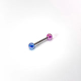 Lianfudai Titanium Steel Round Double Color Tongue Nails Piercing Acrylic Studs Piercing Tongue Rings Body Jewelry For Hot Women Girls