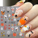 Lianfudai 5D Embossed Ghost Nail Art Stickers Halloween Cartoon Pumpkin Skull Nail Decals Spider Web Daisy Sliders For Manicure NTJI-5D131