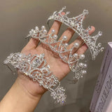 Lianfudai New Luxury White Crystal Tiara For Women Girls Wedding Birthday Party Dress Elegant Queen Bridal Bride Crown Accessories