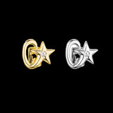 Lianfudai Fashion Starry Sky Star Zircon Teeth Grillz Hip Hop 14K Gold Plated Meteor Tooth Caps Decor For Women Men Jewelry Gift