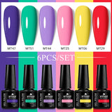 Lianfudai 6Pcs/Set Nude Color Gel Nail Polish Set Kit Spring 6 Colors UV LED Nail Art Gel Vernis Semi Permanent Base Top Coat