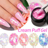 Lianfudai Sparkling Summer Glitter Sequins Gel Nail Polish 5ML Cream Puff Gel Soak Off UV Nail Gel Semi-permanent Varnish For Manicure