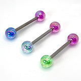 Lianfudai Titanium Steel Round Double Color Tongue Nails Piercing Acrylic Studs Piercing Tongue Rings Body Jewelry For Hot Women Girls