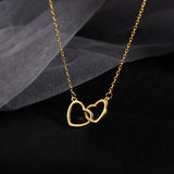 Lianfudai New Simple Hollow Love Heart Pendant Necklace for Women Fashion Creative Geometric Clavicle Chain Necklaces Party Jewelry Gift