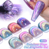 Lianfudai Super Holos Cat Magnetic Nail Gel Polish for Nails 10ml Soak Off Holographics Laser Gel Polish Auroras Glimmer Nails