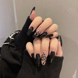 Lianfudai 24P Fashion Fake Nails With Design Leopard Full Cover False Nails Tips Black Brown Stiletto Press On French Artificial Nail Glue