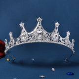 Lianfudai Silver Crystal Metal Crown Fashion Bridal Wedding Headpieces Tiaras Banquet Holidays Party Jewelry Accessories Bridesmaid Gifts