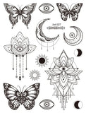 Lianfudai Size:158*120mm New Butterfly Tattoo Plain Flower Sexy Finger Collarbone Dark Waterproof Temporary Tattoo Sticker