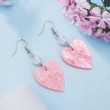 Lianfudai New Fashion Irregular Watermarks Acrylic Heart Earrings For Women Aesthetic Romantic Lightweight Jewelry Cute Valentine Day Gift