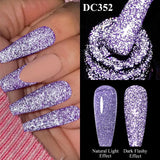 Lianfudai 7ml Reflective Glitter Gel Nail Polish Sparkling Glitter Semi Permanant Soak Off UV LED Gel Varnish For Manicure Nails Art DIY