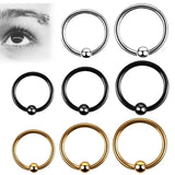 Lianfudai Pack Ring Piercing Ear Fake Stainless Steel Nose Piercing Circular Septu Body Jewelry Hoop Earring Tragus Cartilalge Piercing