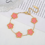 Lianfudai Color jewelry clover stainless steel new plant five-leaf flower bracelet hot jewelry jewelry gifts for women