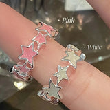 Lianfudai Korean Style Irregular Star Ring Geometric Alloy Kpop Finger Buckle Jewelry Accessories Minority Design Y2K Open Ring Gift