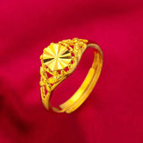 Lianfudai Ethiopia Dubai Flower Gold Color Arab Rings Resizable For Women Wedding Jewelry African Party Gift Nigerian Jewellery