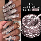 Lianfudai 5ML Colorful Reflective Glitter Liner Gel Polish Sparkling Painting Nail Polish Semi Permanent UV Gel Lines French Nail