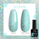 Lianfudai 7ML Glitter Gel Nail Polish Sparkling Semi Permanent UV Gel Colorful Shinning Gel Varnish Nail Art Soak Off UV LED Gel