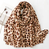 Lianfudai 2024 Fashion Women Leopard Floral Fringe Viscose Shawl Scarf Print Soft Lady High Quality Pashmina Stole Muslim Hijab 180*90Cm